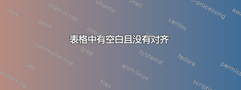 表格中有空白且没有对齐