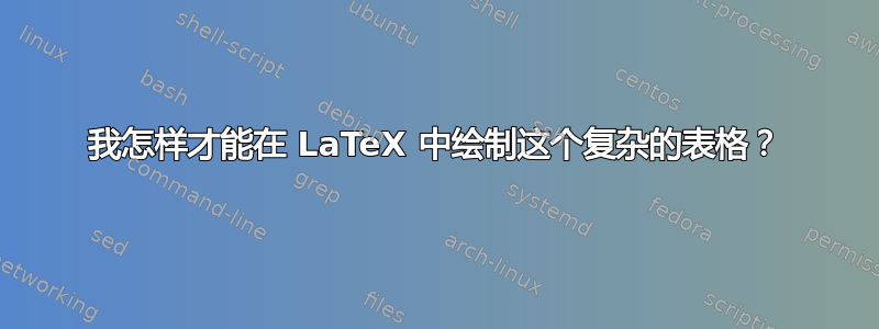 我怎样才能在 LaTeX 中绘制这个复杂的表格？