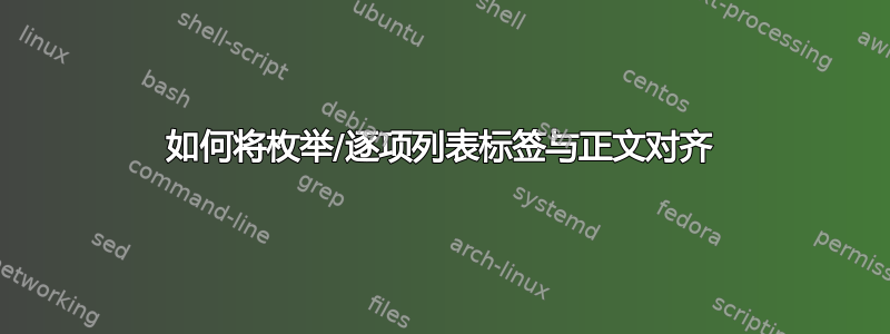 如何将枚举/逐项列表标签与正文对齐