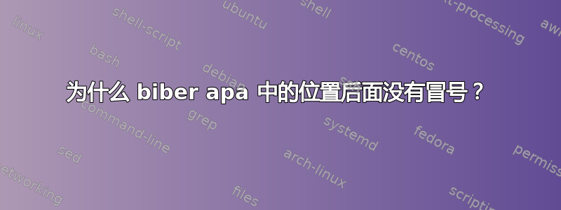 为什么 biber apa 中的位置后面没有冒号？