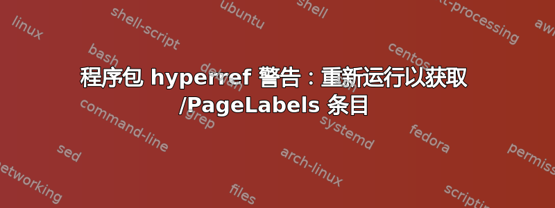 程序包 hyperref 警告：重新运行以获取 /PageLabels 条目