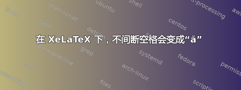 在 XeLaTeX 下，不间断空格会变成“ă”