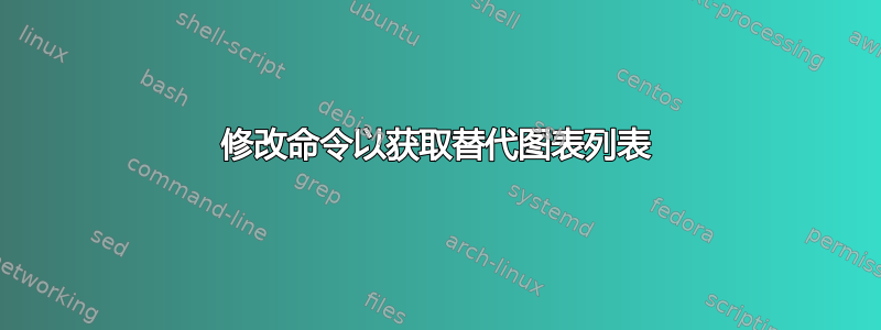 修改命令以获取替代图表列表