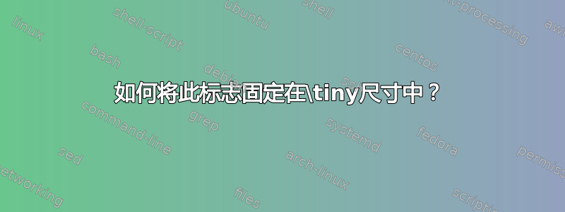 如何将此标志固定在\tiny尺寸中？