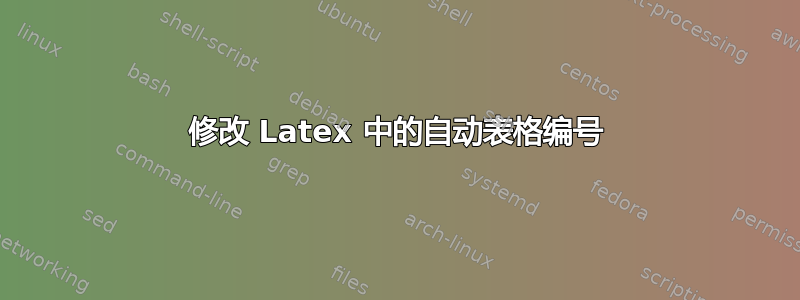 修改 Latex 中的自动表格编号