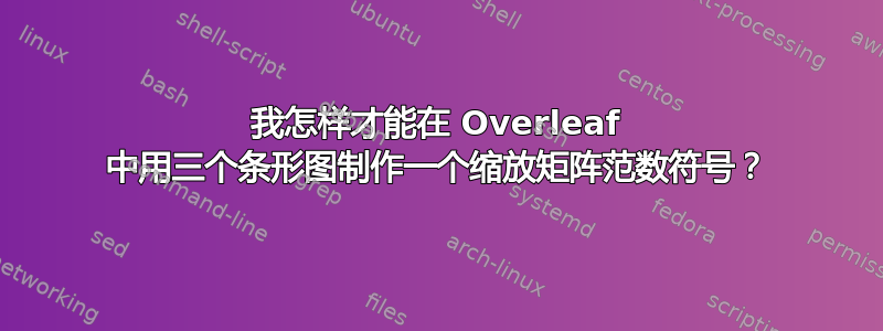 我怎样才能在 Overleaf 中用三个条形图制作一个缩放矩阵范数符号？