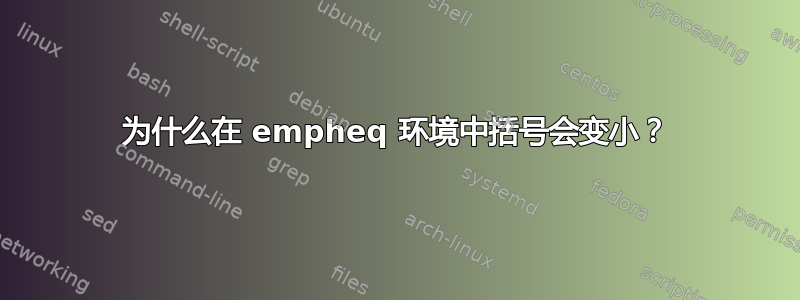 为什么在 empheq 环境中括号会变小？