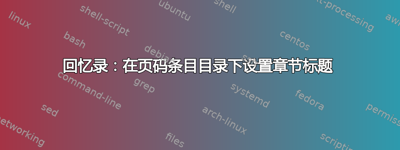 回忆录：在页码条目目录下设置章节标题