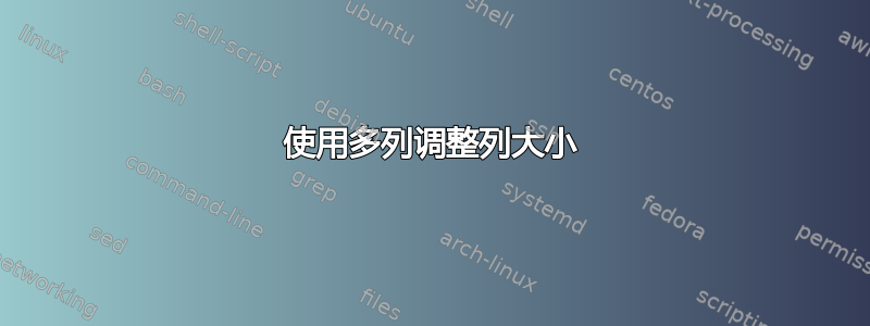 使用多列调整列大小