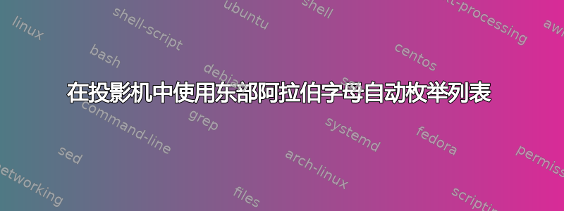 在投影机中使用东部阿拉伯字母自动枚举列表