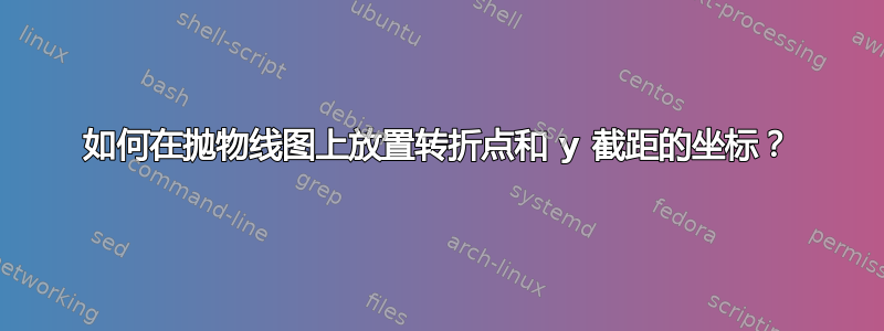 如何在抛物线图上放置转折点和 y 截距的坐标？