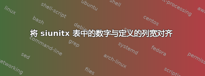 将 siunitx 表中的数字与定义的列宽对齐