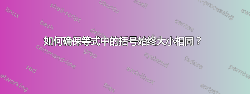 如何确保等式中的括号始终大小相同？