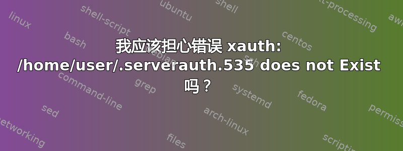 我应该担心错误 xauth: /home/user/.serverauth.535 does not Exist 吗？