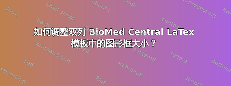 如何调整双列 BioMed Central LaTex 模板中的图形框大小？