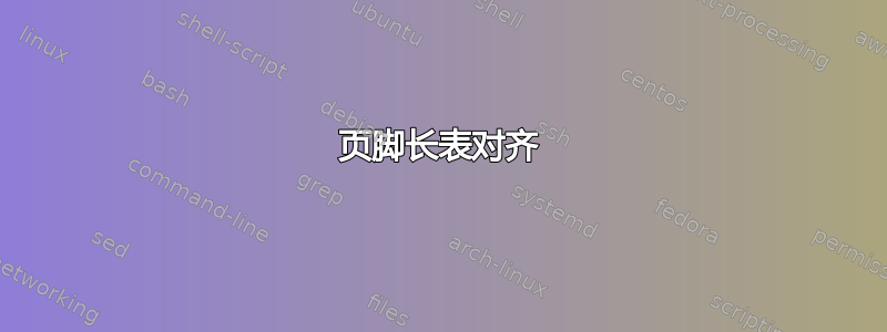 页脚长表对齐