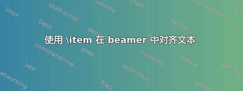 使用 \item 在 beamer 中对齐文本