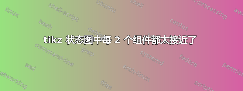 tikz 状态图中每 2 个组件都太接近了