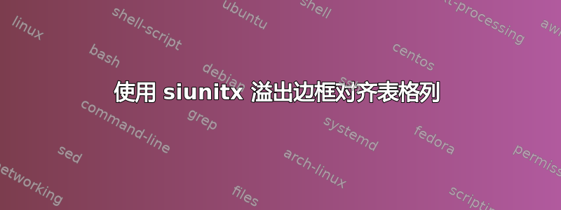 使用 siunitx 溢出边框对齐表格列