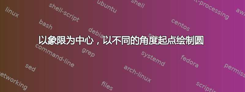 以象限为中心，以不同的角度起点绘制圆