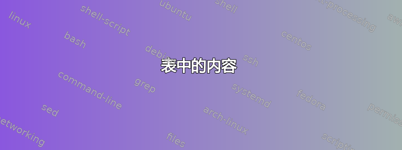 表中的内容