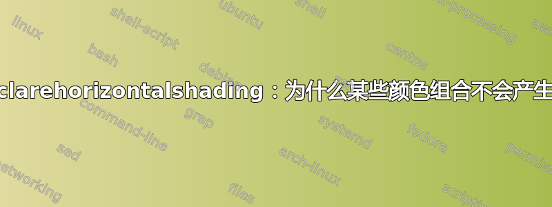 pgfdeclarehorizo​​ntalshading：为什么某些颜色组合不会产生阴影？