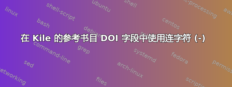 在 Kile 的参考书目 DOI 字段中使用连字符 (-) 