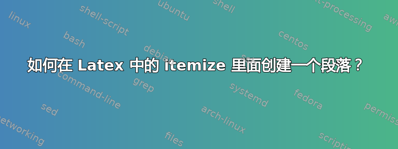 如何在 Latex 中的 itemize 里面创建一个段落？