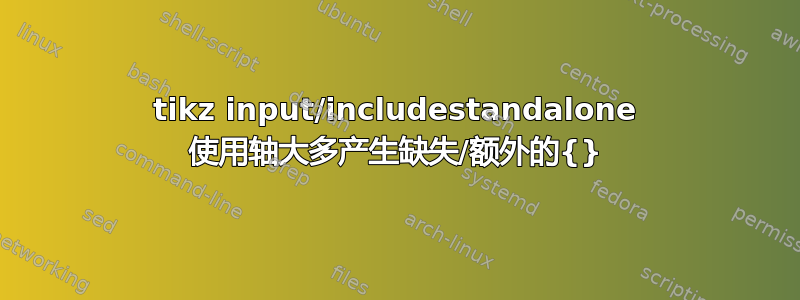 tikz input/includestandalone 使用轴大多产生缺失/额外的{}