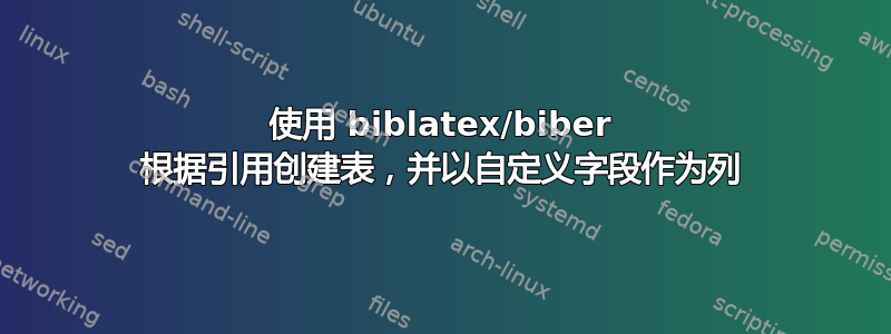 使用 biblatex/biber 根据引用创建表，并以自定义字段作为列