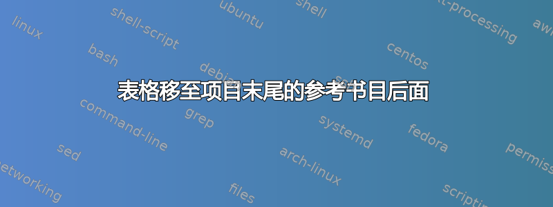 表格移至项目末尾的参考书目后面