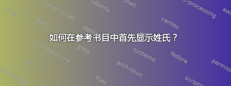 如何在参考书目中首先显示姓氏？