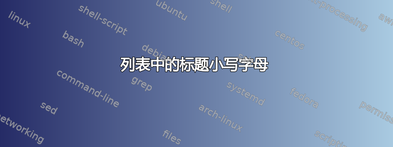 列表中的标题小写字母