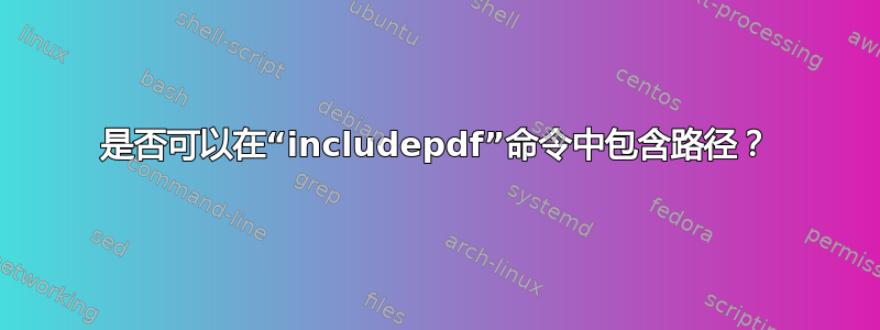 是否可以在“includepdf”命令中包含路径？