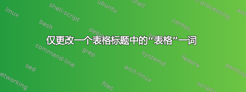 仅更改一个表格标题中的“表格”一词