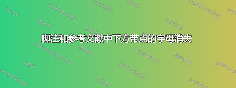 脚注和参考文献中下方带点的字母消失