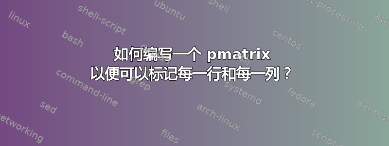 如何编写一个 pmatrix 以便可以标记每一行和每一列？