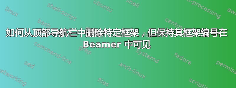 如何从顶部导航栏中删除特定框架，但保持其框架编号在 Beamer 中可见