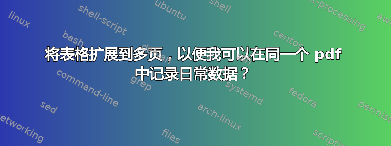 将表格扩展到多页，以便我可以在同一个 pdf 中记录日常数据？