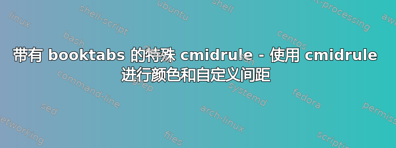 带有 booktabs 的特殊 cmidrule - 使用 cmidrule 进行颜色和自定义间距