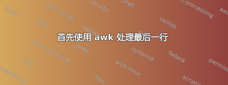 首先使用 awk 处理最后一行