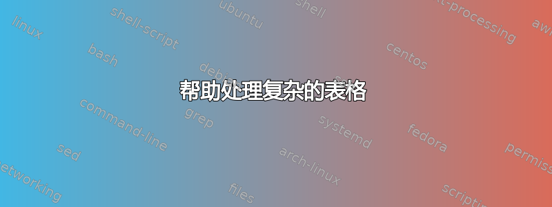 帮助处理复杂的表格