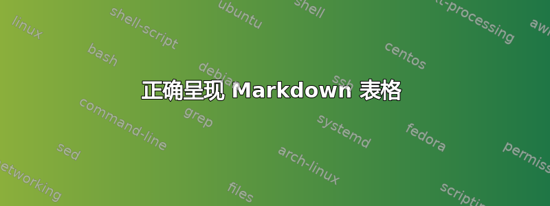 正确呈现 Markdown 表格