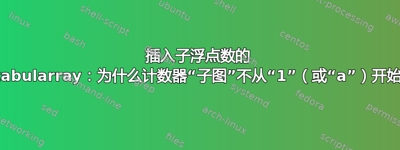 插入子浮点数的 tabularray：为什么计数器“子图”不从“1”（或“a”）开始