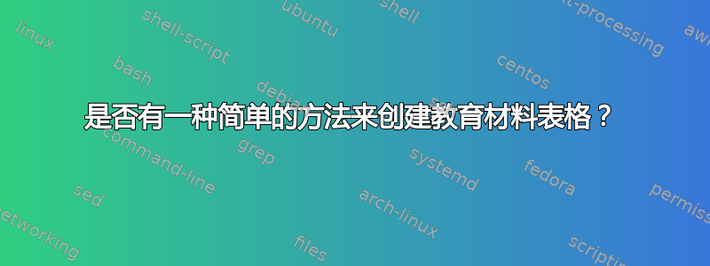 是否有一种简单的方法来创建教育材料表格？