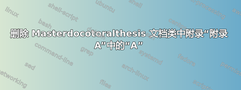 删除 Masterdocotoralthesis 文档类中附录“附录 A”中的“A”