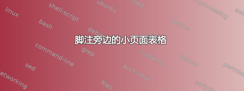 脚注旁边的小页面表格