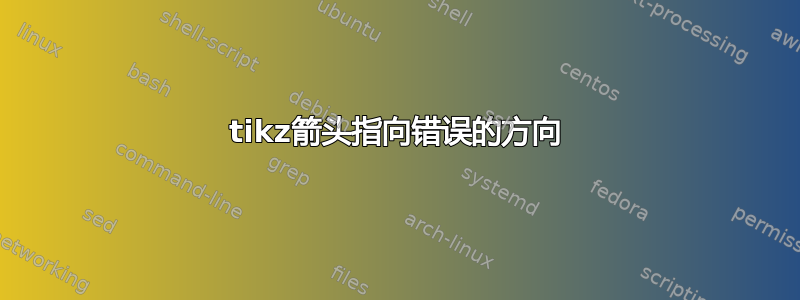 tikz箭头指向错误的方向