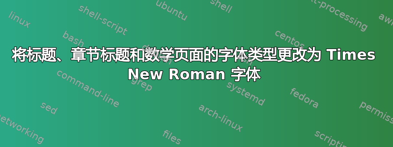 将标题、章节标题和数学页面的字体类型更改为 Times New Roman 字体