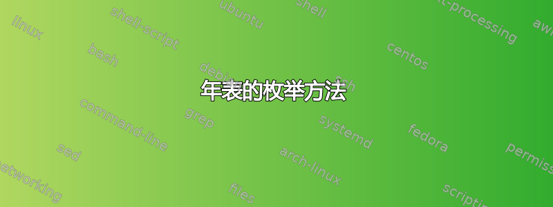 年表的枚举方法